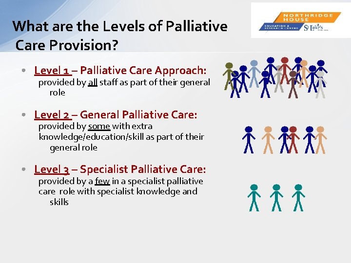 What are the Levels of Palliative Care Provision? • Level 1 – Palliative Care