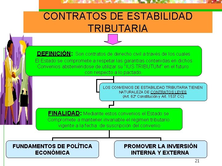 CONTRATOS DE ESTABILIDAD TRIBUTARIA DEFINICIÓN: Son contratos de derecho civil a través de los