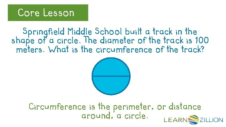 Core. Review Lesson Let’s Springfield Middle School built a track in the shape of