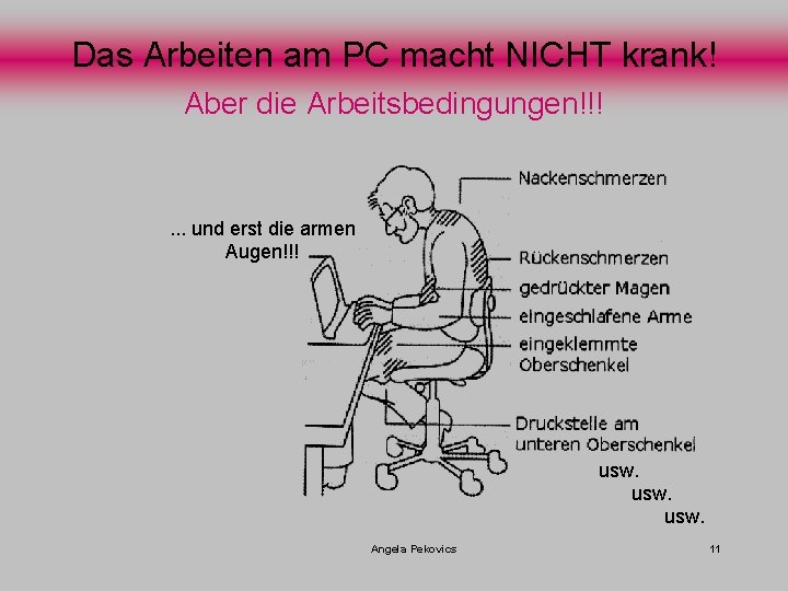 Das Arbeiten am PC macht NICHT krank! Aber die Arbeitsbedingungen!!! . . . und