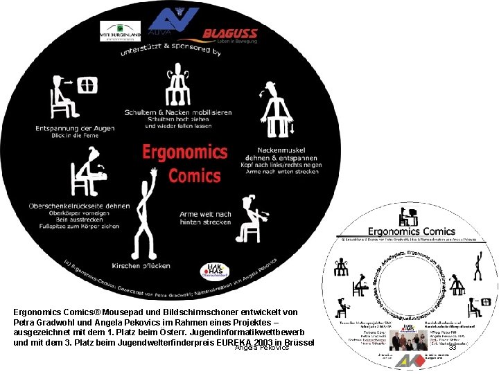 Ergonomics Comics® Mousepad und Bildschirmschoner entwickelt von Petra Gradwohl und Angela Pekovics im Rahmen
