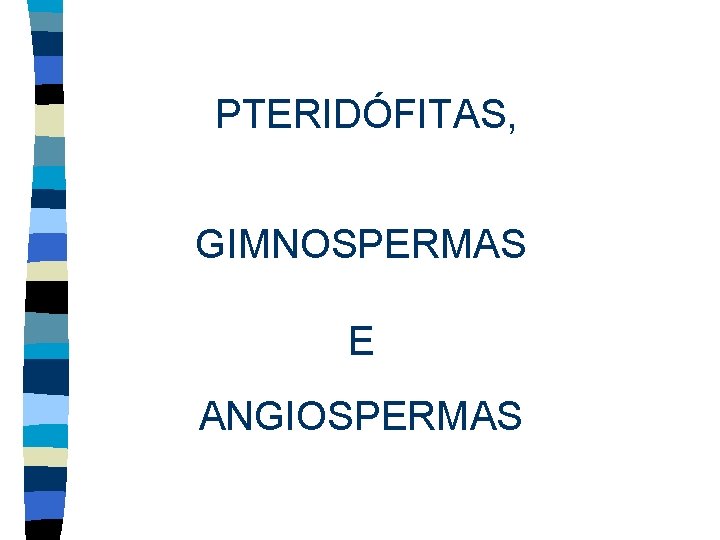 PTERIDÓFITAS, GIMNOSPERMAS E ANGIOSPERMAS 