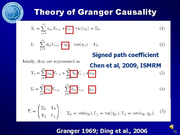 Theory of Granger Causality Signed path coefficient Chen et al, 2009, ISMRM Granger 1969;