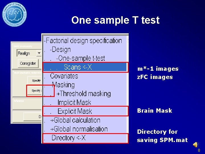 One sample T test m*-1 images z. FC images Brain Mask Directory for saving