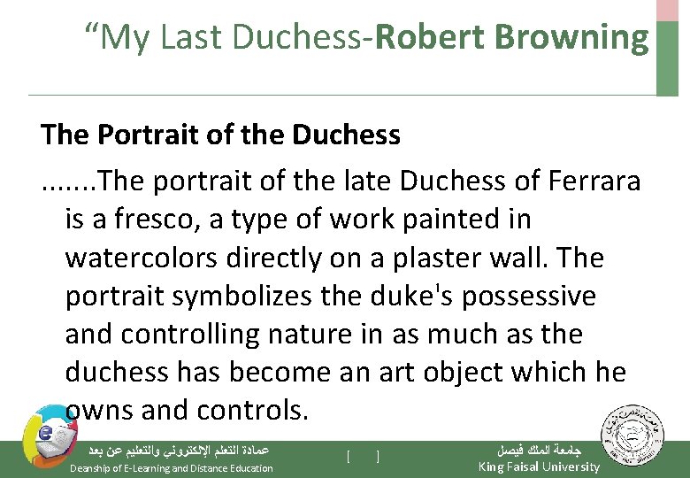 “My Last Duchess-Robert Browning The Portrait of the Duchess . . . . The