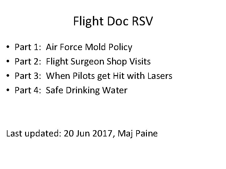 Flight Doc RSV • • Part 1: Part 2: Part 3: Part 4: Air