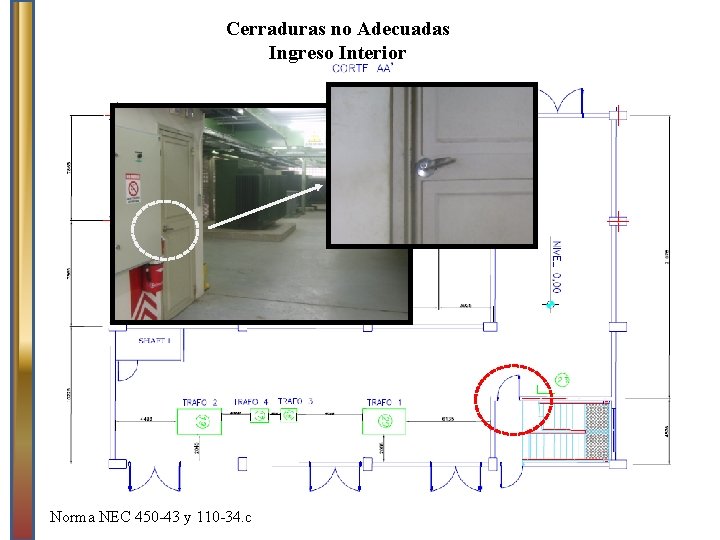 Cerraduras no Adecuadas Ingreso Interior Norma NEC 450 -43 y 110 -34. c 