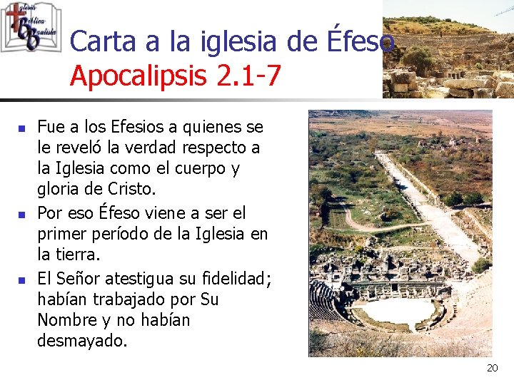 Carta a la iglesia de Éfeso Apocalipsis 2. 1 -7 n n n Fue