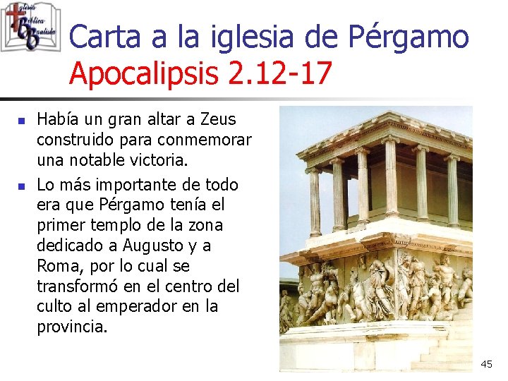 Carta a la iglesia de Pérgamo Apocalipsis 2. 12 -17 n n Había un