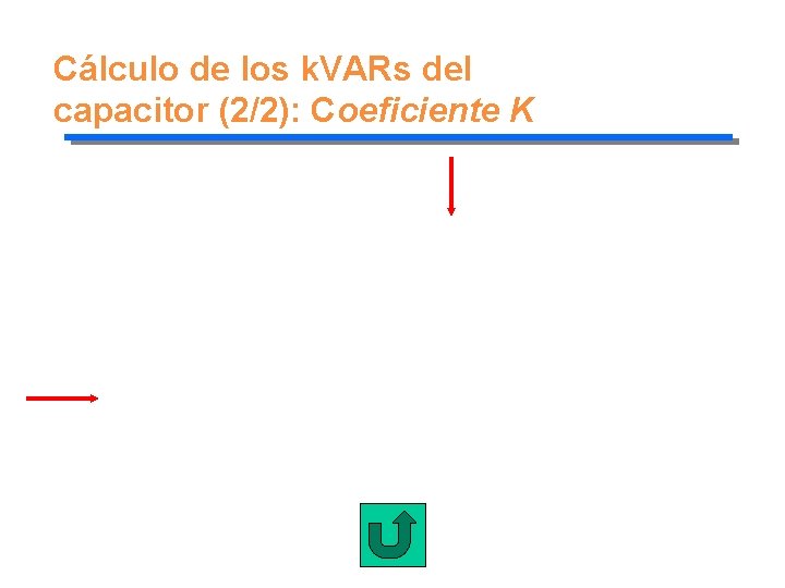 Cálculo de los k. VARs del capacitor (2/2): Coeficiente K 