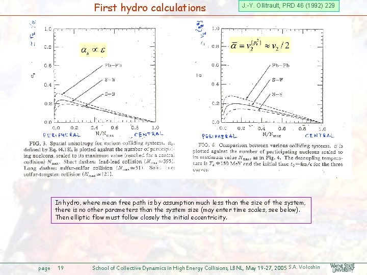 First hydro calculations J. -Y. Ollitrault, PRD 46 (1992) 229 In hydro, where mean