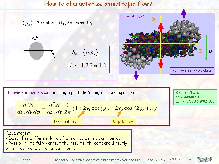How to characterize anisotropic flow? Picture: © Ur. QMD X PY Z PX XZ