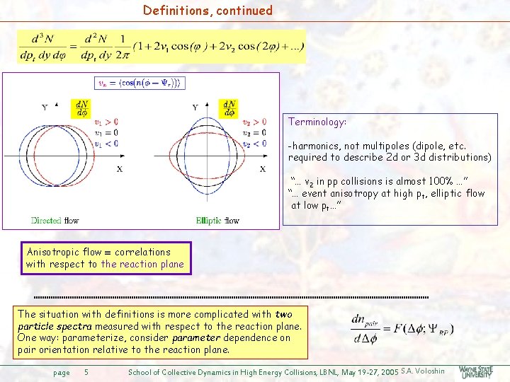 Definitions, continued Terminology: -harmonics, not multipoles (dipole, etc. required to describe 2 d or