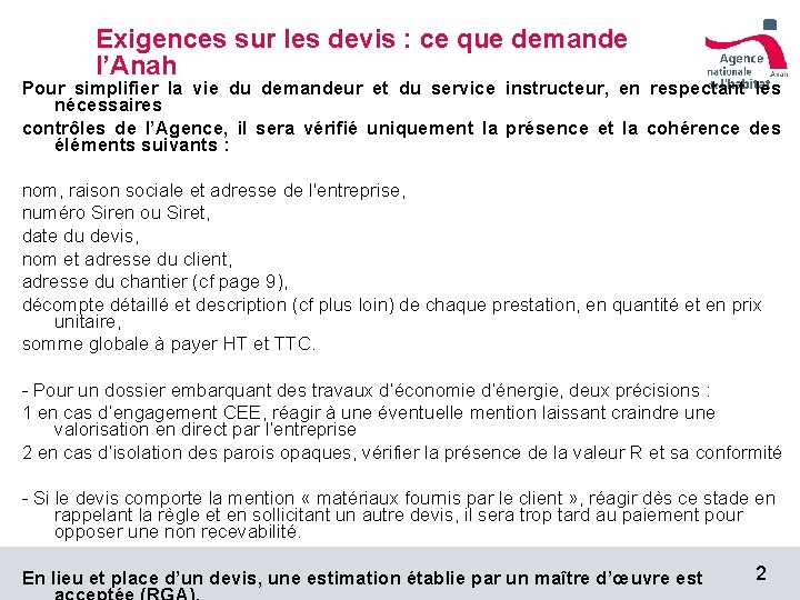 Exigences sur les devis : ce que demande l’Anah Pour simplifier la vie du