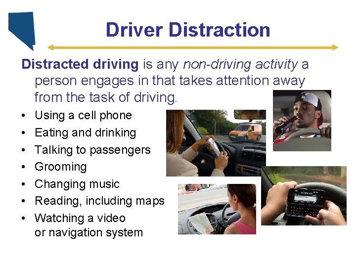 Driver Distraction Distracted driving is any non-driving activity a person engages in that takes