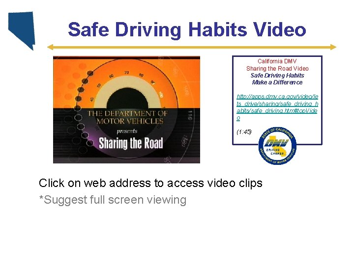 Safe Driving Habits Video California DMV Sharing the Road Video Safe Driving Habits Make