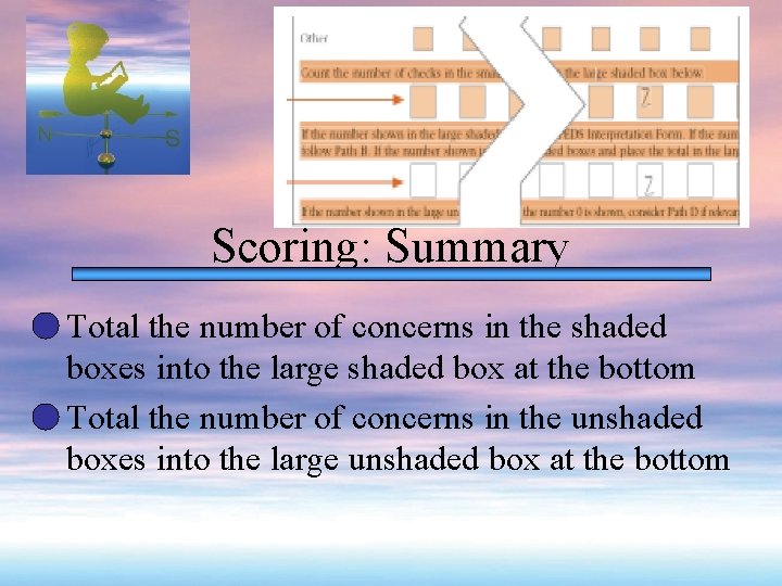 Scoring: Summary Total the number of concerns in the shaded boxes into the large