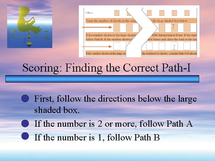 Scoring: Finding the Correct Path-I First, follow the directions below the large shaded box.