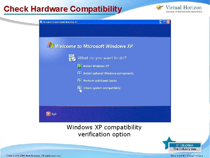 Check Hardware Compatibility Windows XP compatibility verification option 