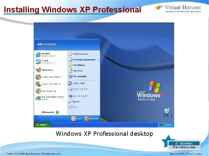 Installing Windows XP Professional desktop 