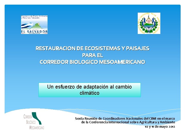 RESTAURACION DE ECOSISTEMAS Y PAISAJES PARA EL CORREDOR BIOLOGICO MESOAMERICANO Un esfuerzo de adaptación