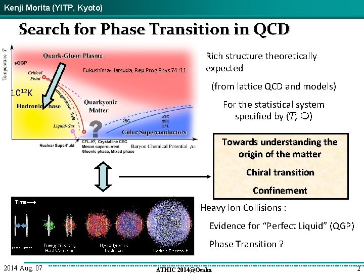 Kenji Morita (YITP, Kyoto) Search for Phase Transition in QCD Fukushima-Hatsuda, Rep. Prog. Phys.