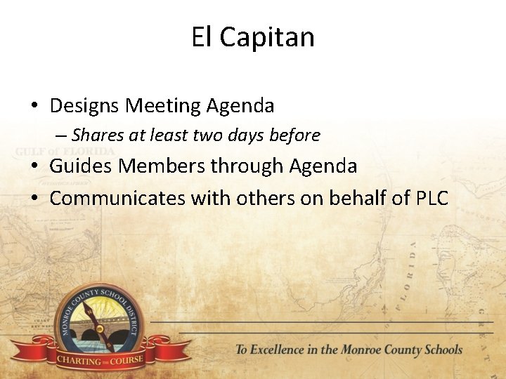 El Capitan • Designs Meeting Agenda – Shares at least two days before •