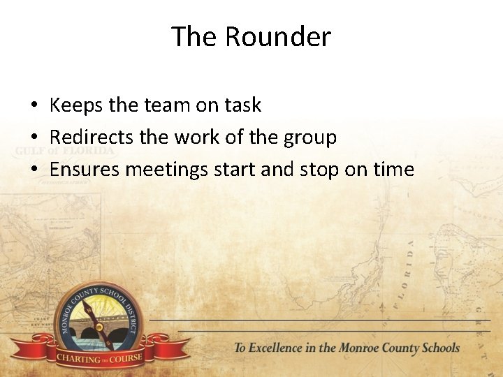 The Rounder • Keeps the team on task • Redirects the work of the