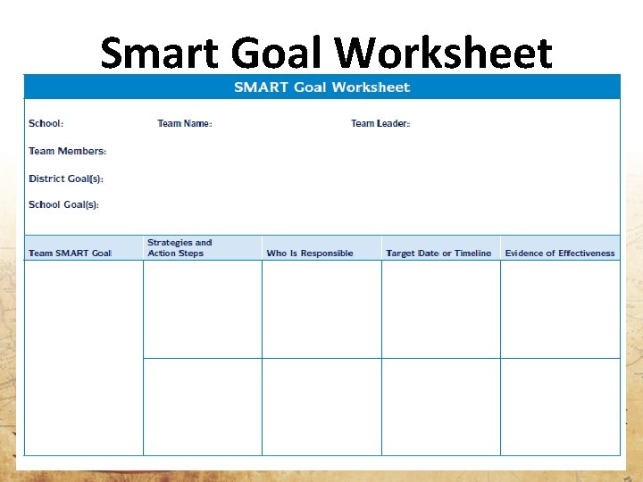 Smart Goal Worksheet 