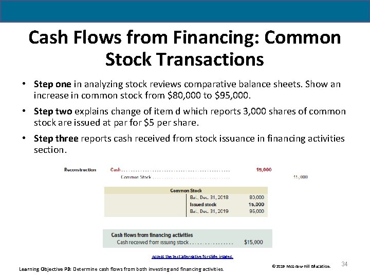 Cash Flows from Financing: Common Stock Transactions • Step one in analyzing stock reviews Cash Flows from Financing: Common Stock Transactions • Step one in analyzing stock reviews