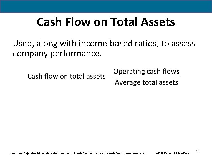 Cash Flow on Total Assets Used, along with income-based ratios, to assess company performance. Cash Flow on Total Assets Used, along with income-based ratios, to assess company performance.