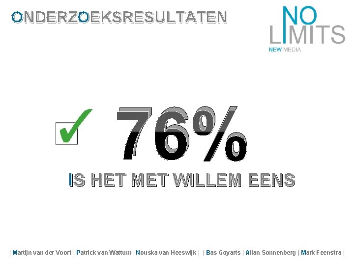 ONDERZOEKSRESULTATEN 76% IS HET MET WILLEM EENS | Martijn van der Voort | Patrick