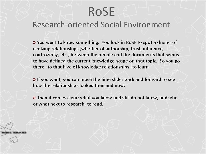 Ro. SE Research-oriented Social Environment » You want to know something. You look in Ro. SE Research-oriented Social Environment » You want to know something. You look in
