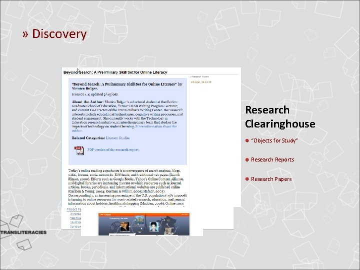 » Discovery Research Clearinghouse “Objects for Study” Research Reports Research Papers » Discovery Research Clearinghouse “Objects for Study” Research Reports Research Papers