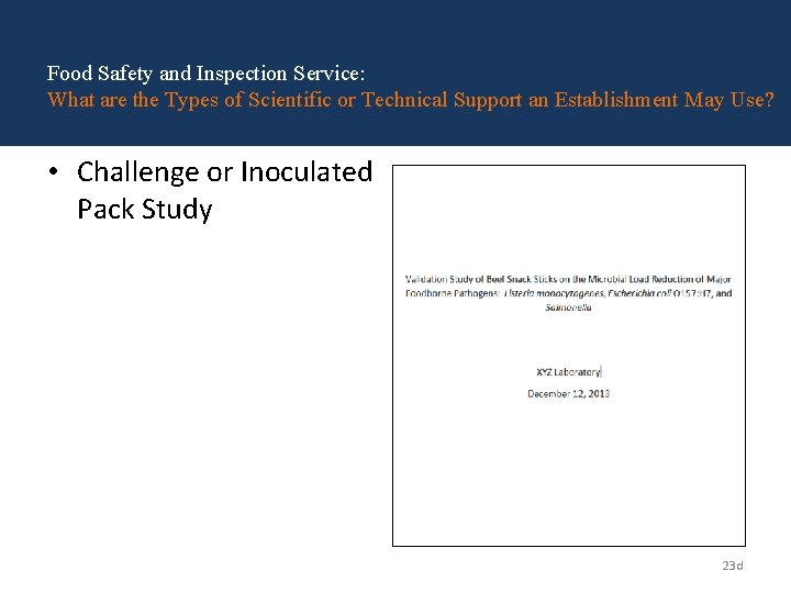 Food Safety and Inspection Service: What are the Types of Scientific or Technical Support Food Safety and Inspection Service: What are the Types of Scientific or Technical Support