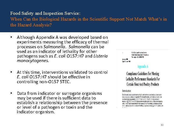 Food Safety and Inspection Service: When Can the Biological Hazards in the Scientific Support Food Safety and Inspection Service: When Can the Biological Hazards in the Scientific Support