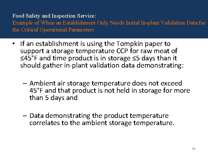 Food Safety and Inspection Service: Example of When an Establishment Only Needs Initial In-plant Food Safety and Inspection Service: Example of When an Establishment Only Needs Initial In-plant