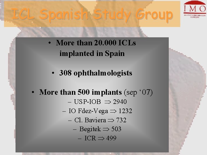 ICL Spanish Study Group • More than 20. 000 ICLs implanted in Spain •