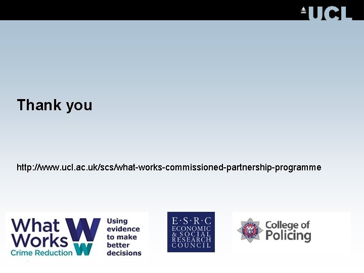 Thank you http: //www. ucl. ac. uk/scs/what-works-commissioned-partnership-programme 