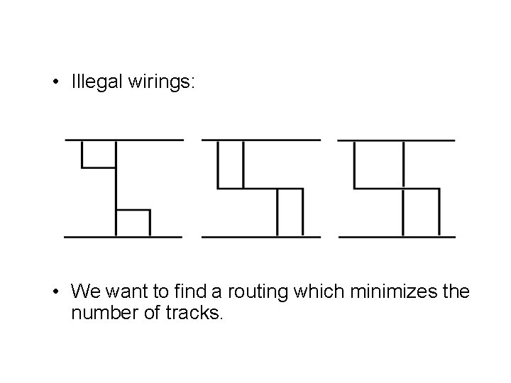  • Illegal wirings: • We want to find a routing which minimizes the