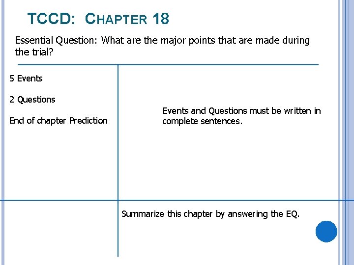 TCCD: CHAPTER 18 Essential Question: What are the major points that are made during