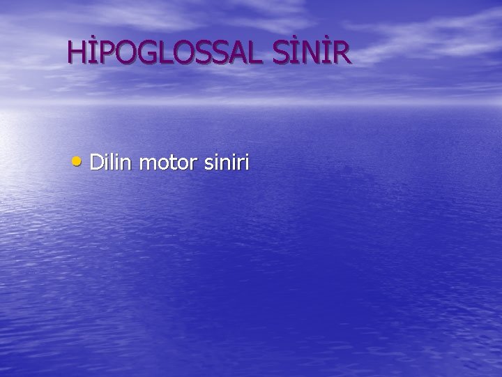 HİPOGLOSSAL SİNİR • Dilin motor siniri 