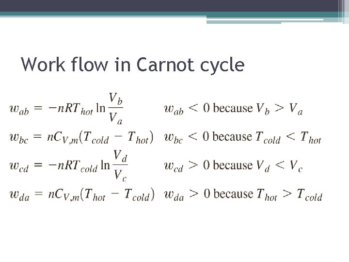 Work flow in Carnot cycle 
