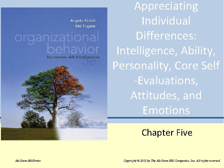 Appreciating Individual Differences: Intelligence, Ability, Personality, Core Self -Evaluations, Attitudes, and Emotions Chapter Five