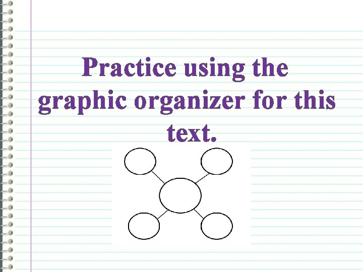 Practice using the graphic organizer for this text. 