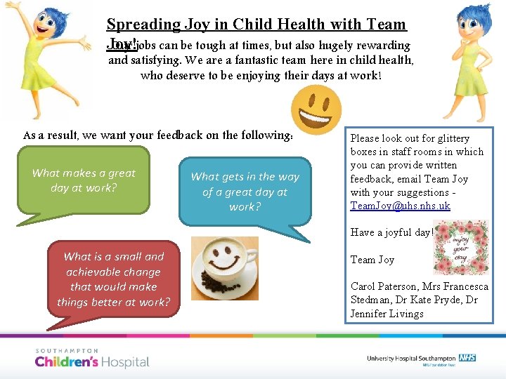 Spreading Joy in Child Health with Team Joy! Our jobs can be tough at