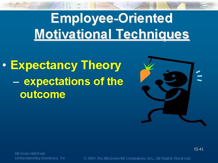 Employee-Oriented Motivational Techniques • Expectancy Theory – expectations of the outcome 10 -41 Mc.