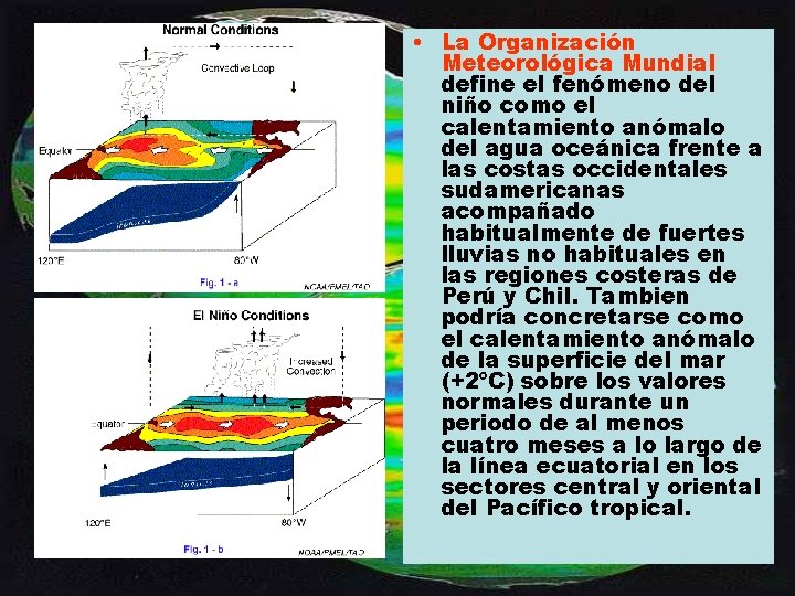  • La Organización Meteorológica Mundial define el fenómeno del niño como el calentamiento