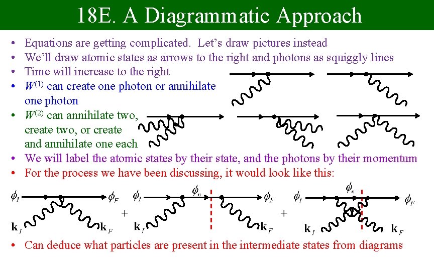 18 E. A Diagrammatic Approach • • Equations are getting complicated. Let’s draw pictures