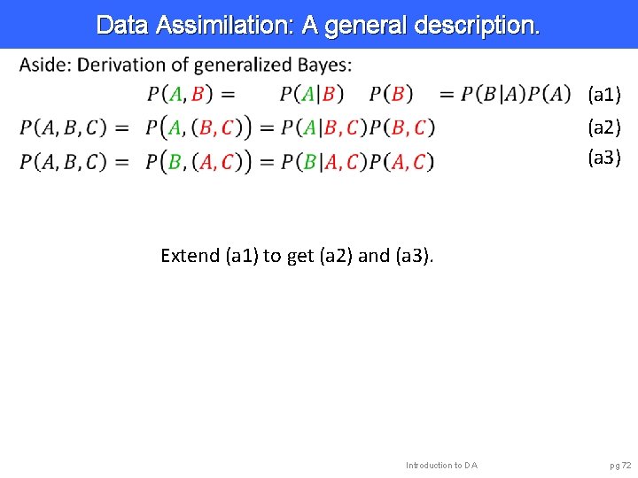 Data Assimilation: A general description. (a 1) (a 2) (a 3) Extend (a 1)